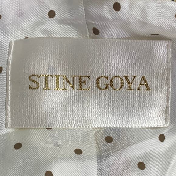 Size L Blue Tan Polyester Blend Floral Notch Lapel Zip Pockets Jacket Blazer - Picture 6 of 9